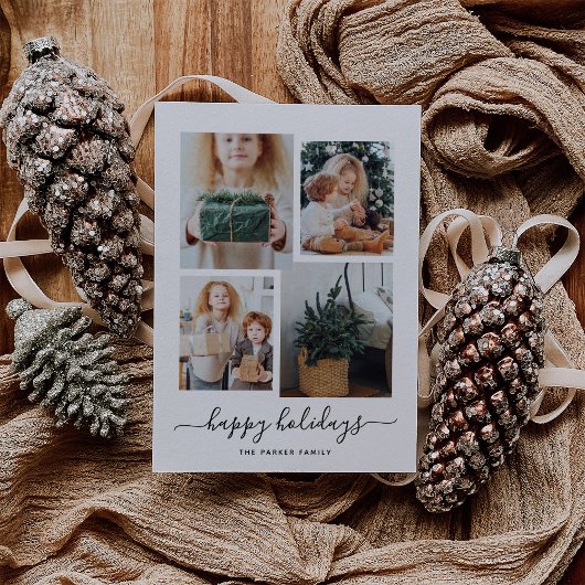 ハッピーホリデー |写真モダンコラージュ4枚 シーズンカード