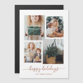 ハッピーホリデー |写真モダンコラージュ4枚 マグネット招待状 (正面/裏面)