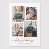 ハッピーホリデー |写真モダンコラージュ4枚 マグネット招待状 (正面)