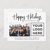 ハッピーホリデー |写真企業のとロゴ シーズンポストカード (正面/裏面)