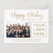 ハッピーホリデー |写真企業のとロゴ シーズンポストカード (正面)