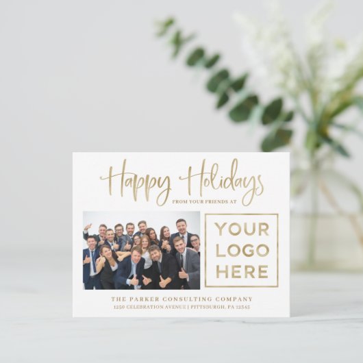 ハッピーホリデー |写真企業のとロゴ シーズンポストカード (スタンド正面)