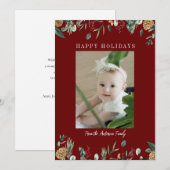 ハッピーホリデー！冬のグリーン、写真ホリデーカード シーズンカード (正面/裏面)
