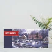 ハッピーホリデー。冬のシーンのクリスマスカード シーズンカード (スタンド正面)