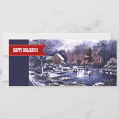 ハッピーホリデー。冬のシーンのクリスマスカード シーズンカード (正面)