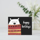 ハッピーホリデー |冬のセーターベア シーズンポストカード (スタンド正面)