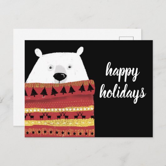 ハッピーホリデー |冬のセーターベア シーズンポストカード (正面/裏面)