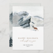 ハッピーホリデー |冬の山景色トナカイ シーズンカード (正面/裏面)