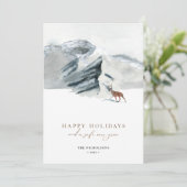 ハッピーホリデー |冬の山景色トナカイ シーズンカード (スタンド正面)