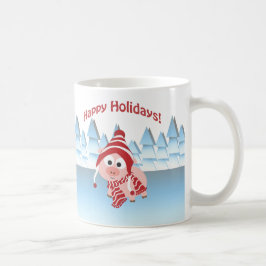 ハッピーホリデー! 冬の豚 コーヒーマグカップ