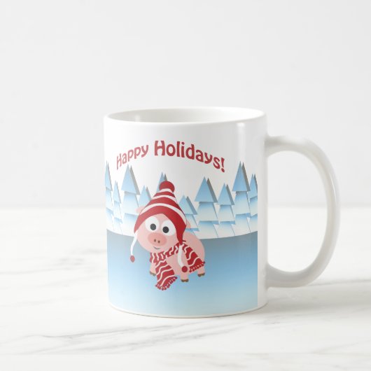 ハッピーホリデー! 冬の豚 コーヒーマグカップ (右)
