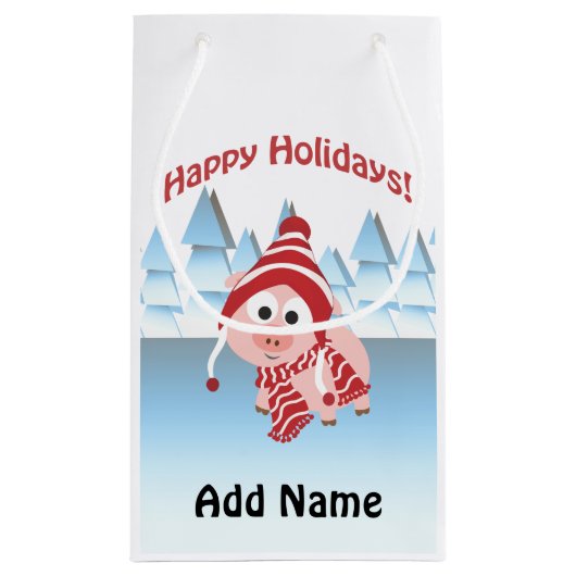 ハッピーホリデー！冬の豚 スモールペーパーバッグ (裏面)