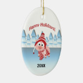 ハッピーホリデー！冬の豚 セラミックオーナメント (右)