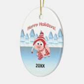 ハッピーホリデー！冬の豚 セラミックオーナメント (左)