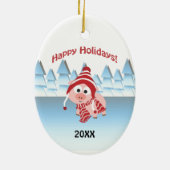 ハッピーホリデー！冬の豚 セラミックオーナメント (裏面)