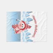 ハッピーホリデー！冬の豚 フリースブランケット (正面(横))