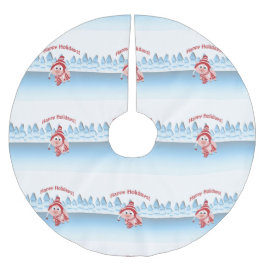 ハッピーホリデー！冬の豚 ブラッシュドポリエステルツリースカート