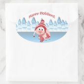 ハッピーホリデー!冬の豚 楕円形シール (バッグ)