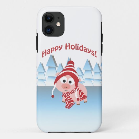 ハッピーホリデー!冬の豚 Case-Mate iPhoneケース (裏面)
