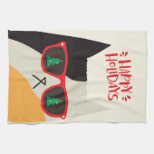 ハッピーホリデー!可愛いサンタ猫マンガ – クリスマス キッチンタオル (横)