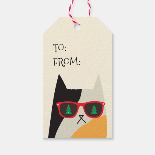 ハッピーホリデー！可愛いサンタ猫マンガ – クリスマス ギフトタグ (裏面)
