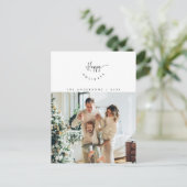 ハッピーホリデー,家族写真の笑顔のスクリプモダント ポストカード (スタンド正面)