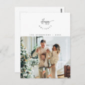 ハッピーホリデー,家族写真の笑顔のスクリプモダント ポストカード (正面/裏面)