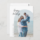 ハッピーホリデー，家族写真，アーチフレーム，あいさつ ポストカード (正面/裏面)