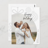 ハッピーホリデー，家族写真，クリスマスグリーティング ポストカード (正面/裏面)