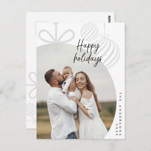 ハッピーホリデー,家族写真,クリスマスグリーティング ポストカード (正面/裏面)