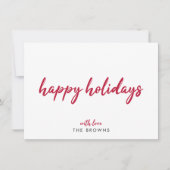 ハッピーホリデー |小モダン値化された赤クリスマススクリプト シーズンカード (正面)