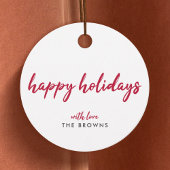 ハッピーホリデー |小モダン値化された赤クリスマススクリプト フェイバータグ