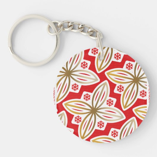 ハッピーホリデー | 平和と愛 | ポインセチア | キーホルダー (正面)