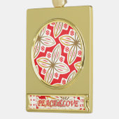 ハッピーホリデー | 平和と愛 | ポインセチア | ゴールドプレートバナーオーナメント (左)