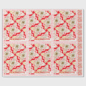 ハッピーホリデー | 平和と愛 | ポインセチア | ラッピングペーパー (フラット)