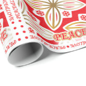 ハッピーホリデー | 平和と愛 | ポインセチア | ラッピングペーパー (ロールコーナー)