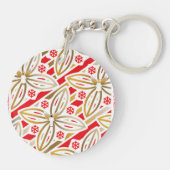 ハッピーホリデー | 平和と愛 | ポインセチアw/エンジェル | キーホルダー (裏面)