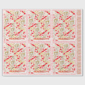 ハッピーホリデー | 平和と愛 | ポインセチアw/エンジェル | ラッピングペーパー (フラット)