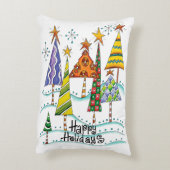 ハッピーホリデー!星付きのかわいいクリスマスツリー アクセントクッション (裏面(縦))