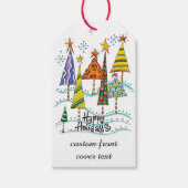 ハッピーホリデー!星付きのかわいいクリスマスツリー ギフトタグ (正面)