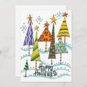 ハッピーホリデー!星付きのかわいいクリスマスツリー シーズンカード (正面/裏面)