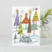 ハッピーホリデー!星付きのかわいいクリスマスツリー シーズンカード (スタンド正面)