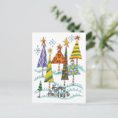 ハッピーホリデー!星付きのかわいいクリスマスツリー シーズンポストカード (スタンド正面)