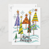 ハッピーホリデー!星付きのかわいいクリスマスツリー シーズンポストカード (正面/裏面)