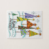 ハッピーホリデー!星付きのかわいいクリスマスツリー ジグソーパズル (横)