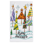 ハッピーホリデー！星付きのかわいいクリスマスツリー スモールペーパーバッグ (裏面)