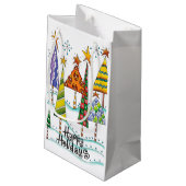 ハッピーホリデー！星付きのかわいいクリスマスツリー スモールペーパーバッグ (裏面アングル)