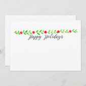 ハッピーホリデー、水彩クリスマスバナー 招待状 (正面/裏面)