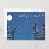 ハッピーホリデー!漁師を雪に乗せる シーズンポストカード (正面/裏面)