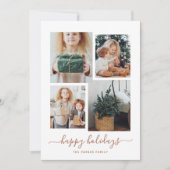 ハッピーホリデー | 現代の4枚写真コラージュ シーズンカード (正面)
